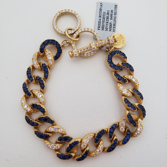 Freida Rothman Sterling Silver Midnight Chain Link Bracelet - Picture 1 of 9